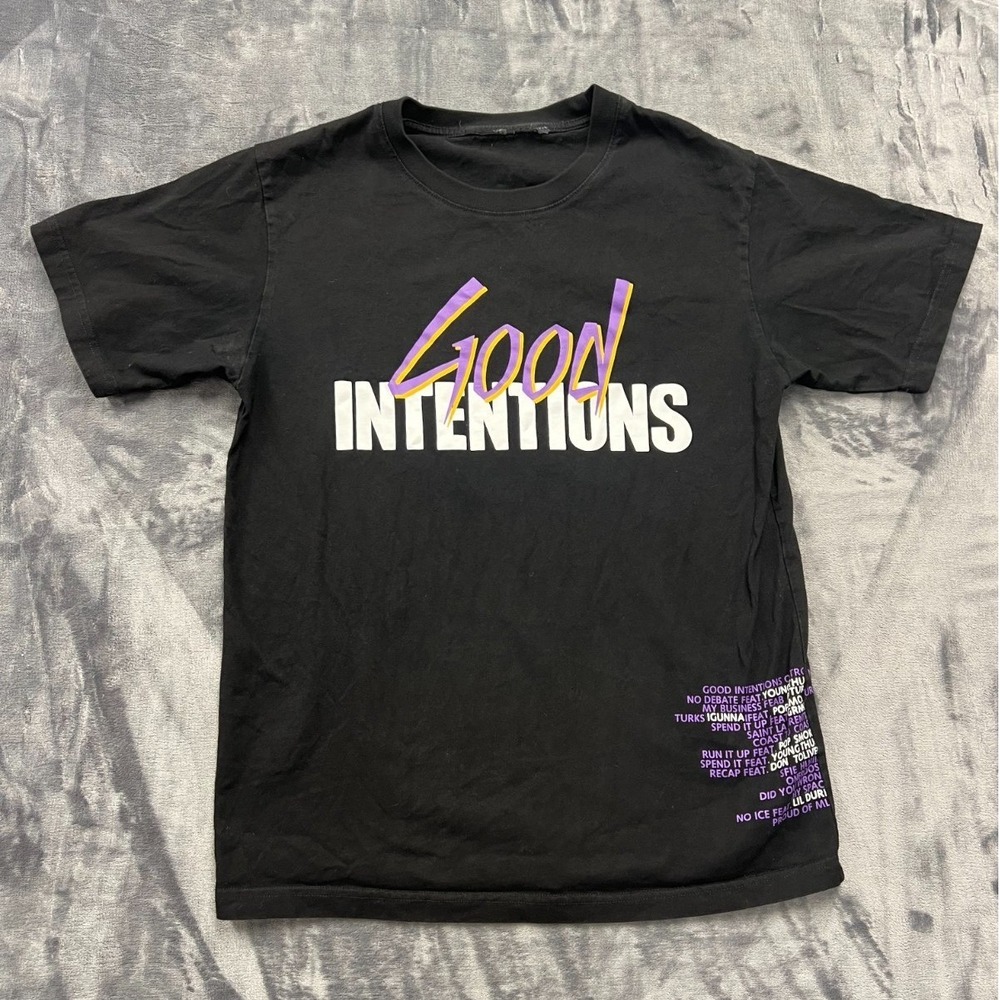 Vlone T Shirt Mens Black Good Intentions Doves Graphic Print Cotton Crew Neck